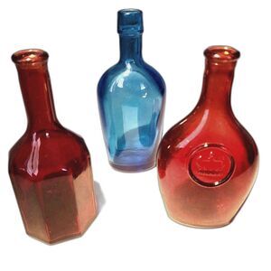 Lot 3 Vtg Wheaton Mini Apothecary Bottles Red Crown, Red Octogan, Cobalt Blue